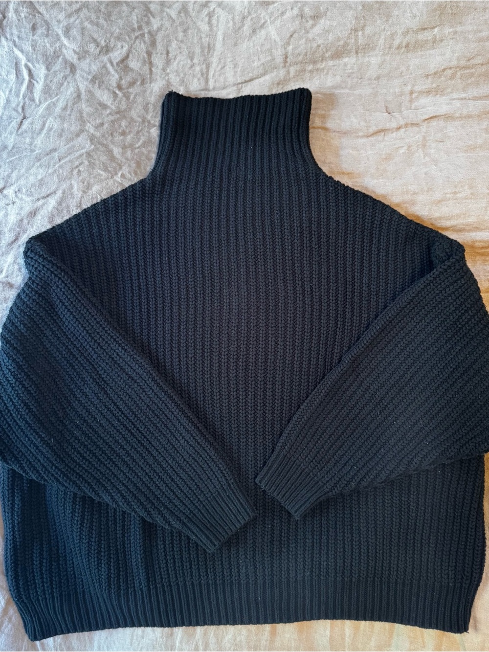 Free People Black Ribbed Oversized Too Deep Sweater - S - GUC
